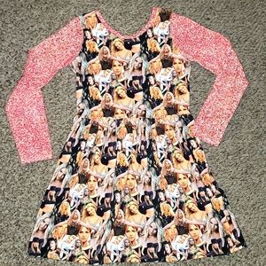 Girls dress size 10/12 Britney spears print long sleeve euc